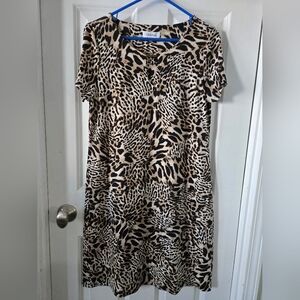 Calvin Klein Leopard Print Short Sleeve Dress